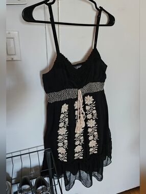 Black Spaghetti Strap Mini Dress with Smocked Waist Size Medium